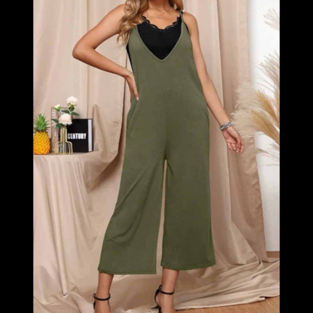 Spadehill Olive Green Palazzo Jumpsuit
